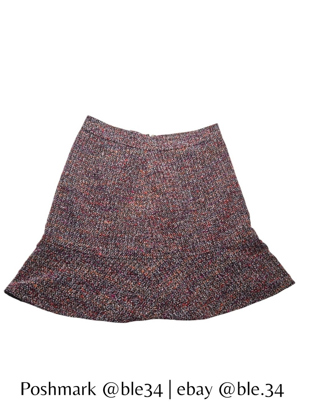 Ann Taylor LOFT 2 Petite Multicolor Speckled Tweed A-Line Short Skirt Lined Zip